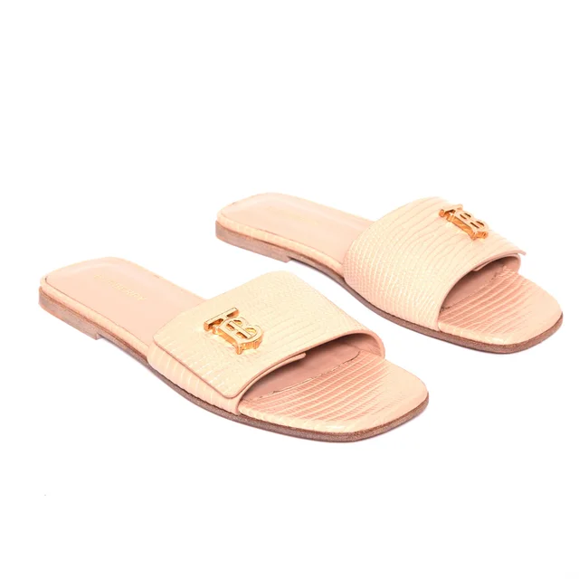 Burberry Monogram Motif Embossed Leather Sandal 38.5 in Leather from Revivre Luxury Consignment