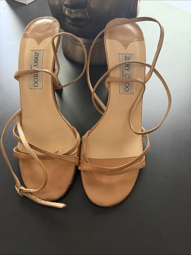 Jimmy Choo Tan Strap Lace-Up Leather Heels in brown|neutral Leather from Poshmark