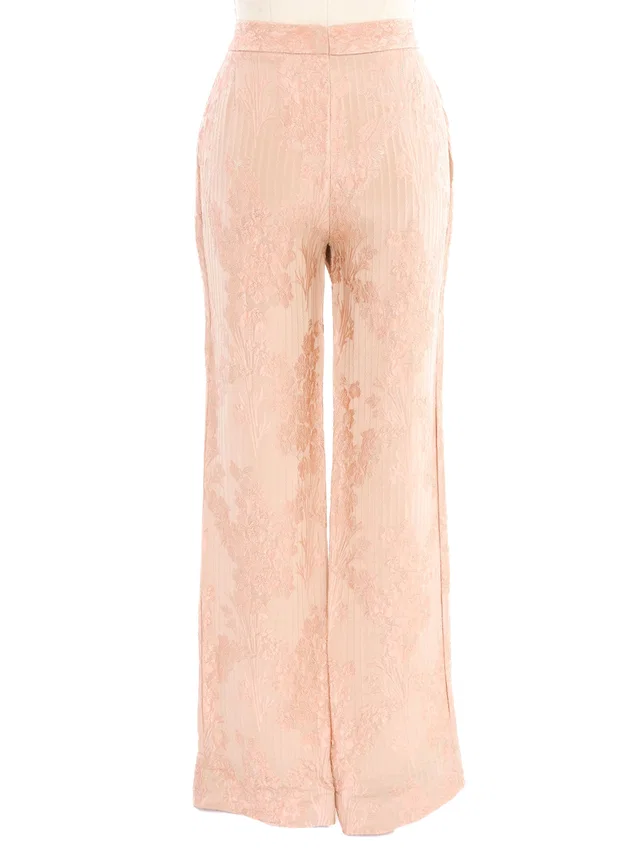 Dolce & Gabbana Blush Floral Brocade Trousers in Pink Silk from Arcade Vintage