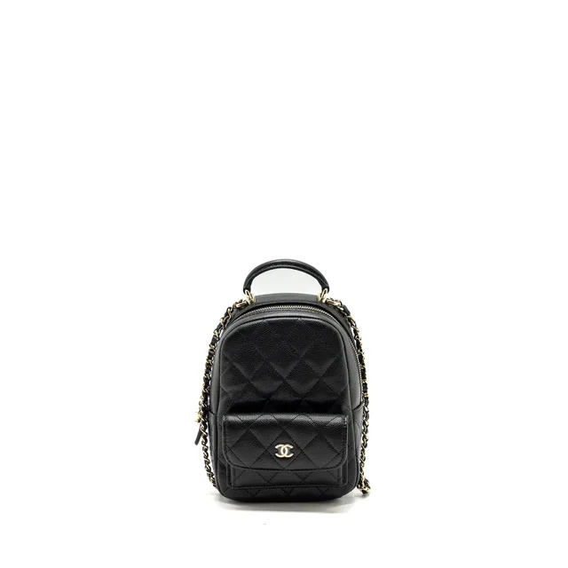 Chanel 24c Mini Backpack/Crossbody Bag Caviar Black LGHW (Microchip) in Black Caviar leather from EMIER