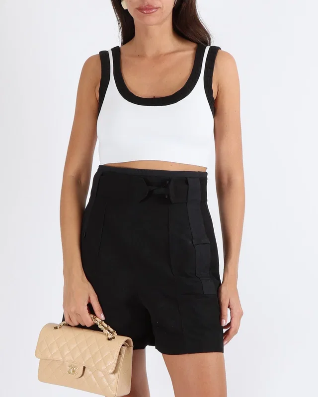 Hermès Black High-Waisted Belted Shorts with Back Pocket Loop Detail Size FR 36 (UK 8) in Black from Sellier