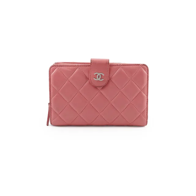 Chanel Compact Wallet Pink in Pink Lambskin from The Purse Affair