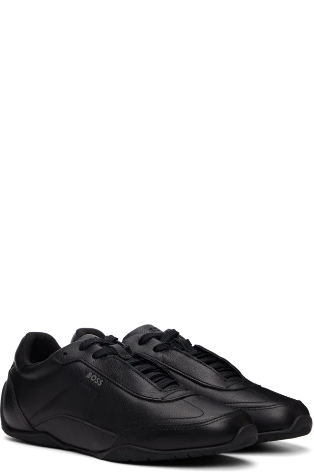 BOSS Black Logo Detail Leather Sneakers, photo 4 of 5 from SSENSE