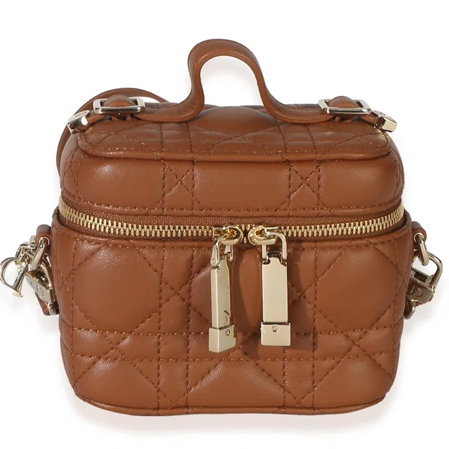 Brown Lambskin Cannage Micro Lady Dior Vanity Case in Brown Lambskin from myGemma