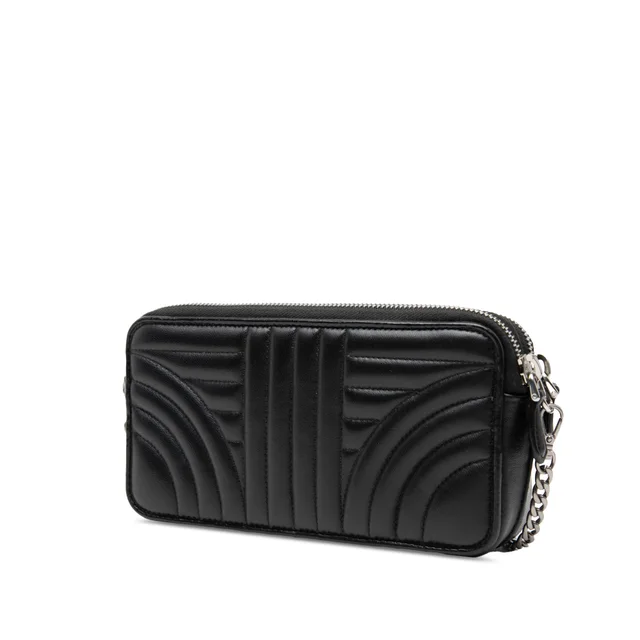 Black Prada Mini Soft Calf Impunture Diagramme Double Zip Crossbody in Black Leather from Designer Revival, photo 2 of 2