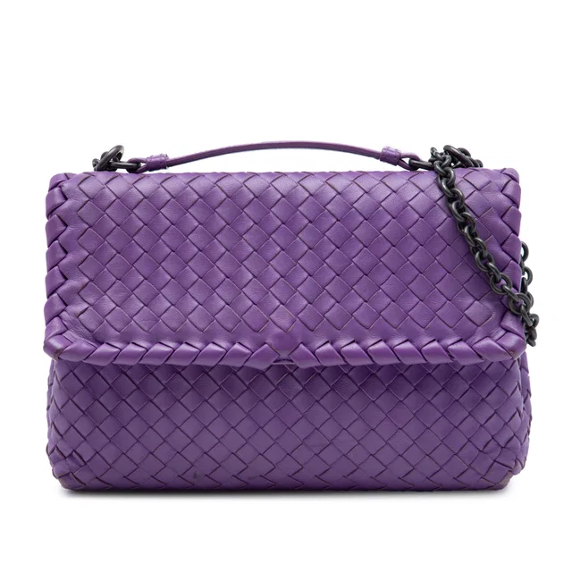 Purple Bottega Veneta Small Nappa Intrecciato Olimpia Crossbody in Purple Nappa leather from Designer Revival
