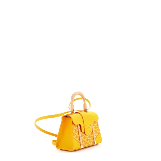 Goyard Structured Saigon Top Handle Bag Coated Canvas with Leather Mini in yellow Coated canvas from Rebag, photo 2 of 8
