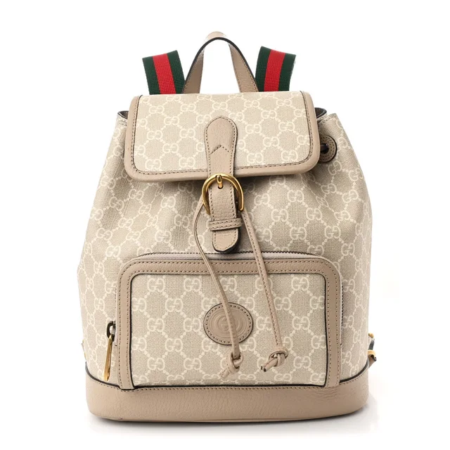 Gucci Interlocking G Backpack GG Supreme Monogram Coated Canvas Bag - Beige in Beige Coated canvas from H&T