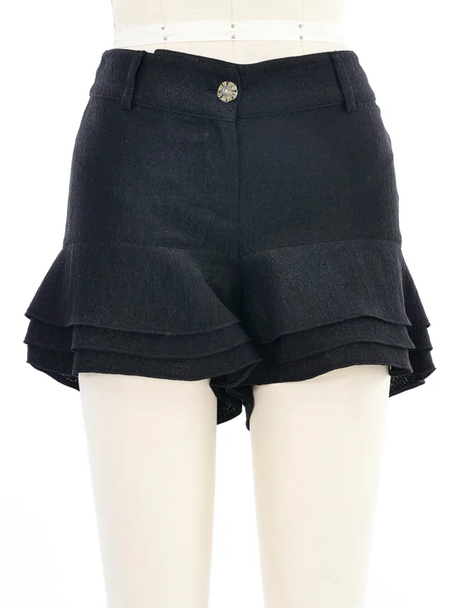 Chanel Ruffled Crepe Micro Shorts from Arcade Vintage