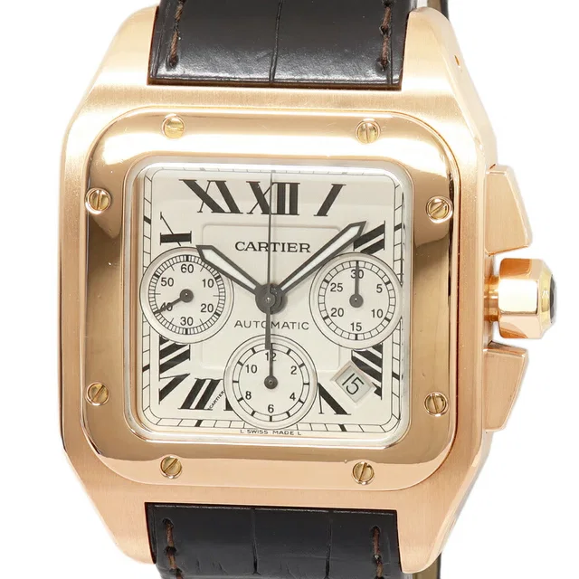 Cartier Santos 100 Chronograph Au750 Automatic Limited in Crocodile from LuxUness