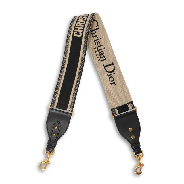 Dior Embroidered Canvas Logo Bag Strap in Black Canvas from Blue Spinach