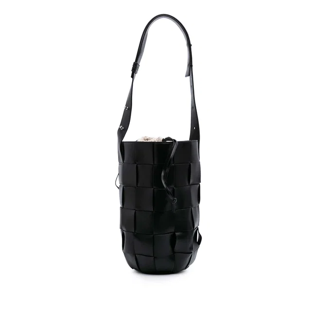 Black Bottega Veneta Nappa Intrecciato Casette Lantern Bucket in Black Nappa leather from Designer Revival