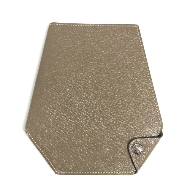 Hermès Clochette Compact Wallet, Billfold, Card Case, Pass Bi-Fold Chevre Leather, Etoupe Gray in gray Goatskin from Grailed