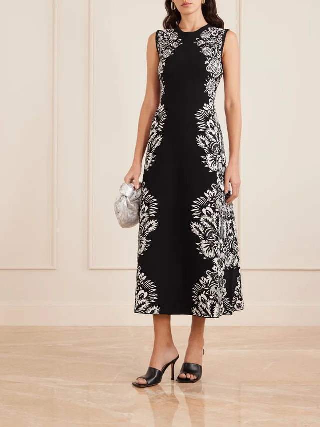 ULLA JOHNSON Liana jacquard-knit midi dress in Black, photo 2 of 2 from NET-A-PORTER (Canada)