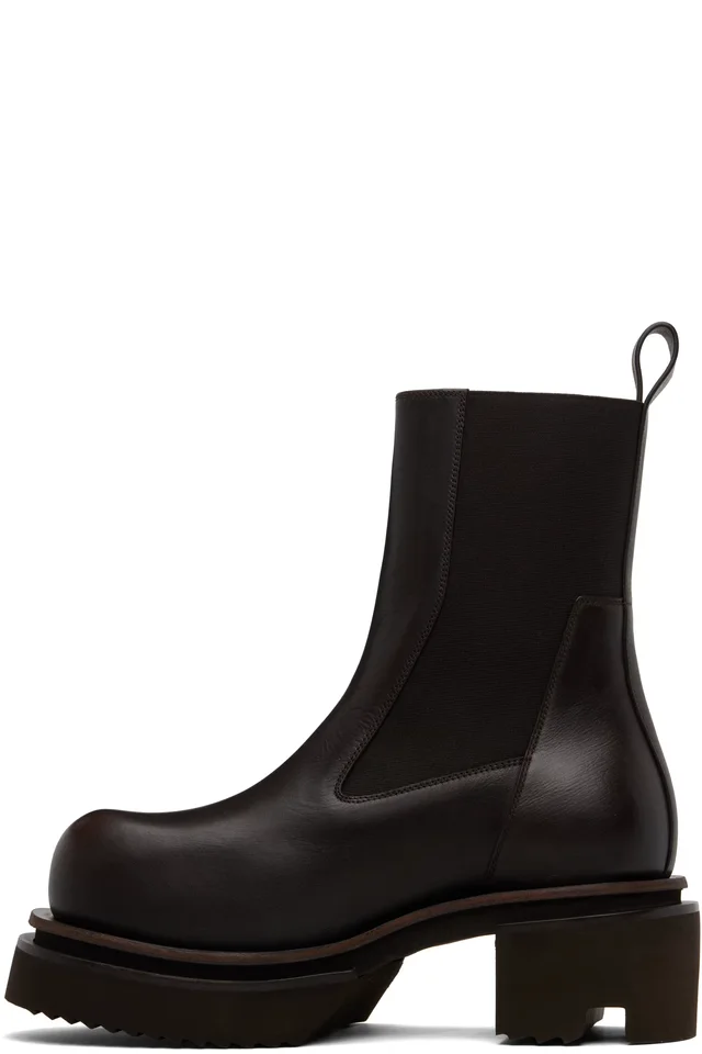 Rick Owens Brown Temple Beatle Bogun Chelsea Boots, photo 3 of 5 from SSENSE