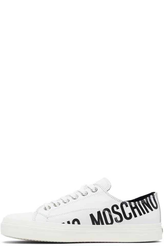 Moschino White Logo Sneakers, photo 3 of 4 from SSENSE