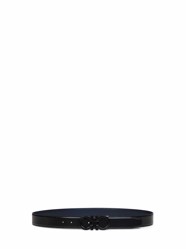 Ferragamo Reversible Two-Tone Calfskin Belt — Black Calf Leather in Black Calfskin from HEWI