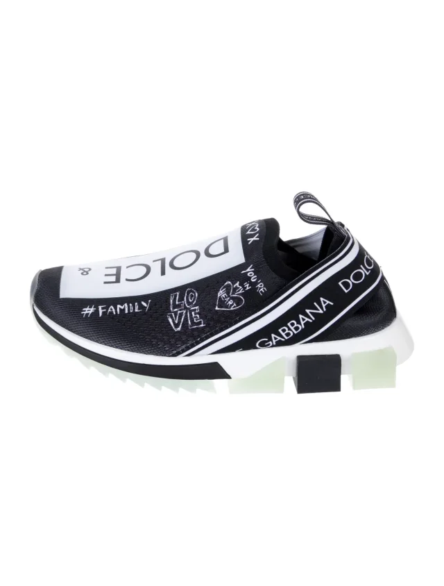 Dolce & Gabbana Signature Logo Graphic Print Chunky Sneakers in black from The RealReal
