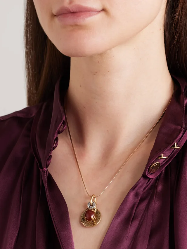 MAISON MAYLE Soli Bon gold-plated, carnelian and crystal necklace in Red, photo 2 of 2 from NET-A-PORTER (Canada)