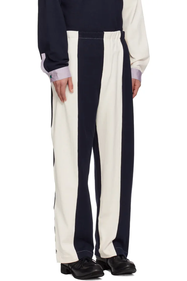 SC103 Off-White & Navy Leap Sweatpants, photo 2 of 4 from SSENSE