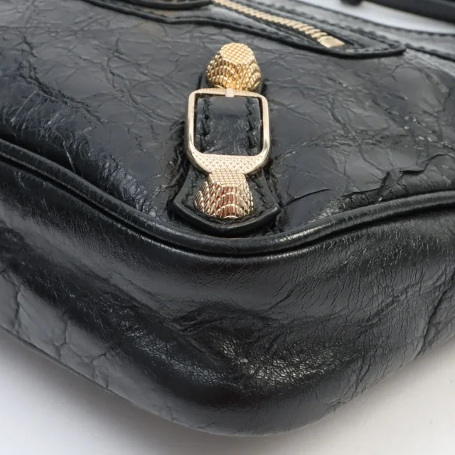Balenciaga The Hip Shoulder Bag Black in Black Leather from VINTAGE QOO TOKYO, photo 8 of 10