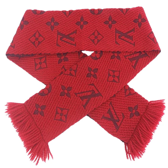 Louis Vuitton Echarpe Logomania Scarf Red in Red Silk from VINTAGE QOO TOKYO, photo 2 of 2