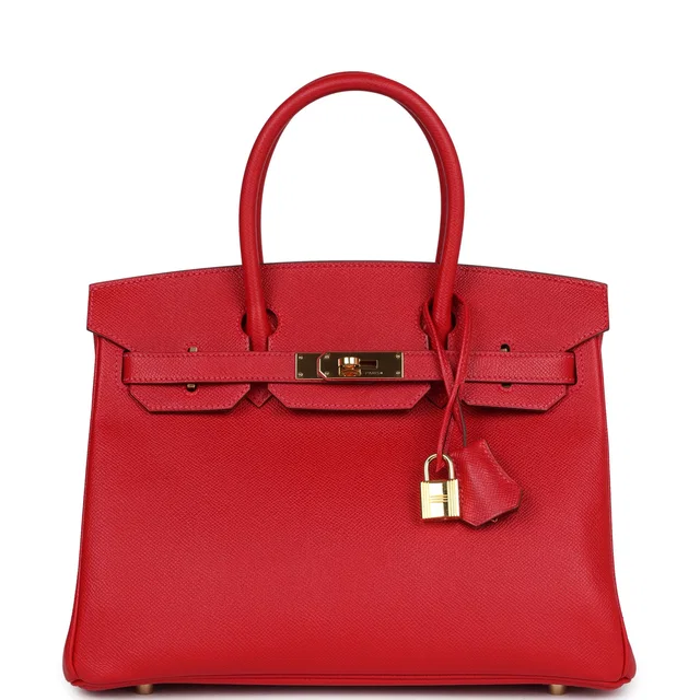 Hermès Birkin 30 Rouge Casaque Epsom Gold Hardware in Red Epsom leather from Madison Avenue Couture