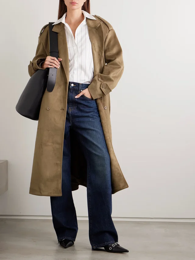 THE FRANKIE SHOP Pembroke brushed trench coat in camel 100% Polyester, photo 2 of 5 from NET-A-PORTER (Canada)