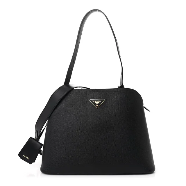 Prada Matinée Small Saffiano Leather Bag - Black in Black Saffiano leather from H&T