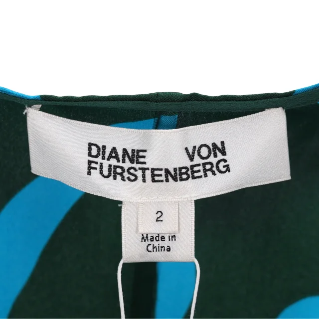 Diane von Furstenberg Wrap Dress in Green Silk in Blue, photo 4 of 6 from ShopSimon
