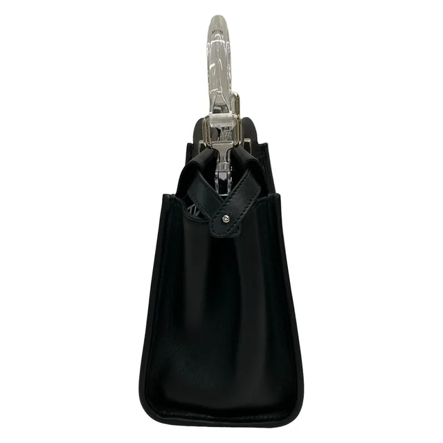 Fendi Handbag Peekaboo Iconic Small Clear Black Plastic Handle Zucca Pattern in Black Leather from The Reluxe, photo 2 of 2