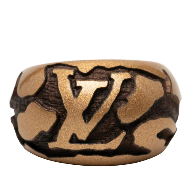 Gold Louis Vuitton Lacquered Wood Leomonogram Ring S in Gold from Designer Revival
