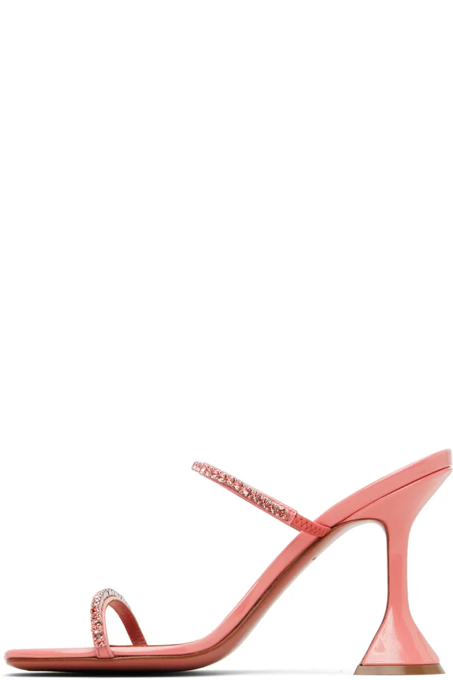 Amina Muaddi Pink Gilda Slipper 95 Heeled Sandals, photo 3 of 5 from SSENSE