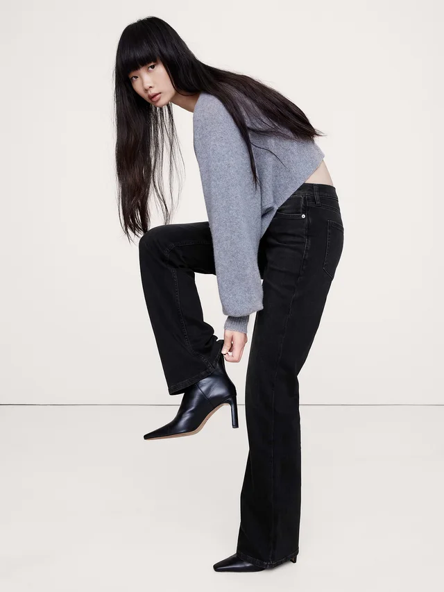 Banana Republic High-Rise Relaxed Flare Jean in Black Wash, photo 3 of 4 from Banana Republic (US)