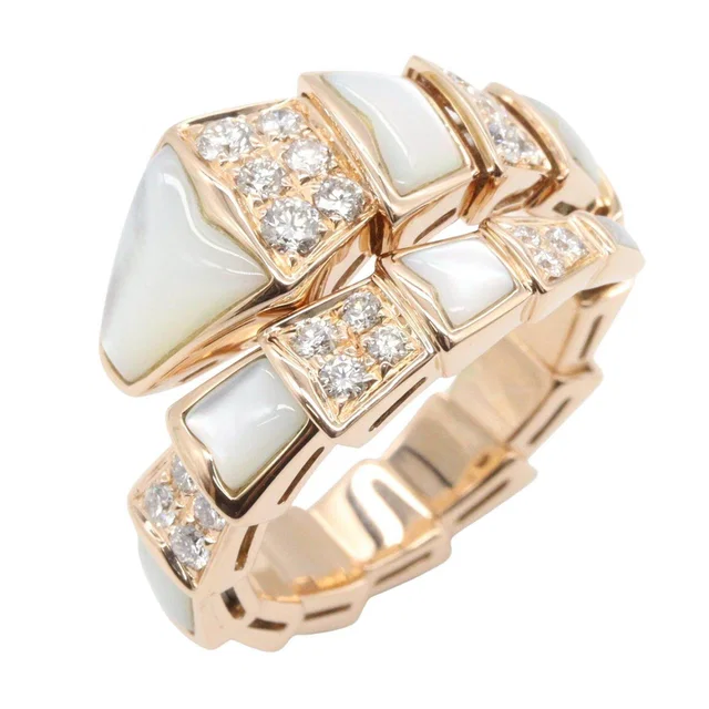 Bvlgari Serpenti XL K18PG Diamond Mother of Pearl Ring Size 12.5 from LuxUness