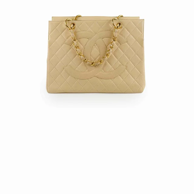 Chanel Vintage Grand Shopping Tote GST Beige Caviar in Beige Caviar leather from The Purse Affair