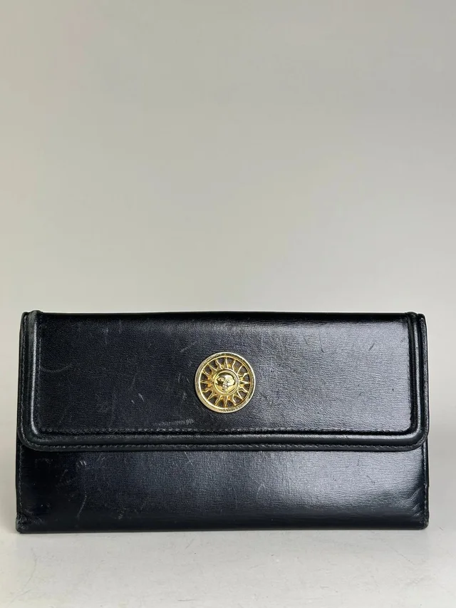 Versace Vintage Gianni Leather Wallet Black Gold in black Leather from Grailed