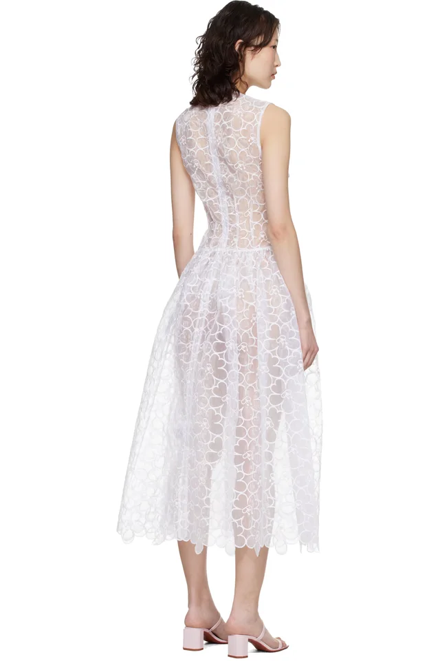 Cecilie Bahnsen White CBcate Midi Dress, photo 3 of 4 from SSENSE