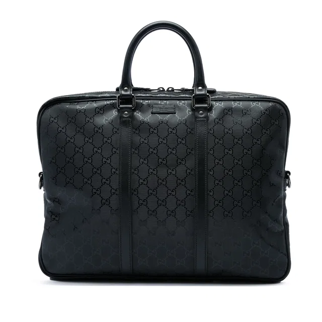 Black Gucci GG Imprime Business Bag in Black Coated canvas from Designer Revival
