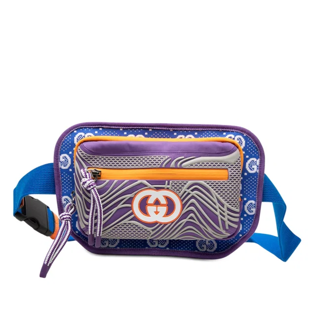 Blue Gucci GG Nylon and Rubber Belt Bag in Blue Nylon from Designer Revival