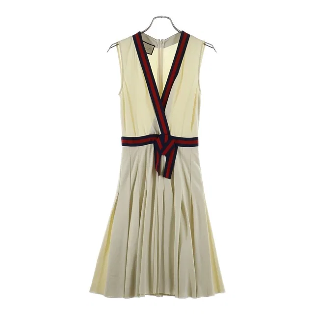 Gucci Sherry Line Sleeveless Ribbon Dress Ivory in White from The Reluxe