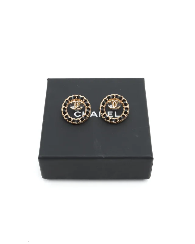 Chanel Coco Mark Leather Earrings in Leather from A Retro Tale, photo 2 of 4