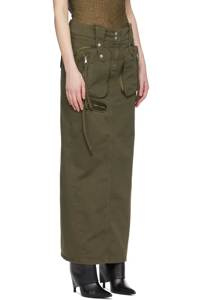 Blumarine Green Embroidered Maxi Skirt, photo 2 of 4 from SSENSE