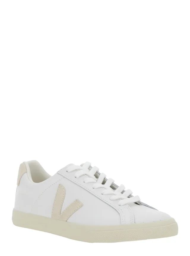 Veja Low Sneakers 'Esplar' White with Logo Detail on the Side and Logo Lettering on the Heel in Unisex Leather in White 100% Leather, photo 4 of 8 from Gaudenzi Boutique