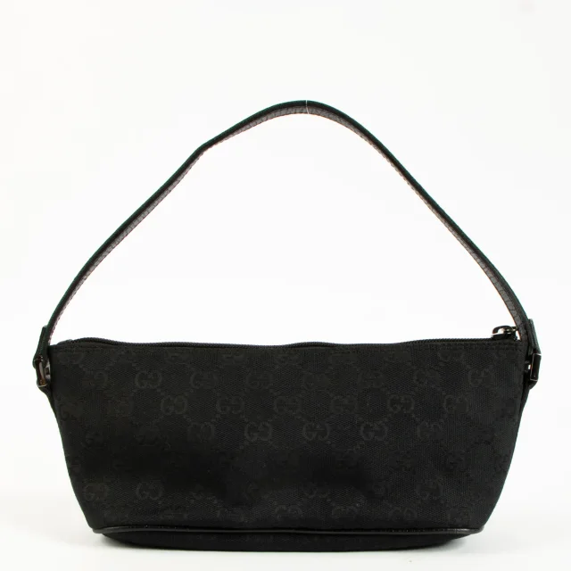 Gucci Black GG Canvas Tag Web Boat Bag in Black Canvas from Labellov, photo 3 of 5