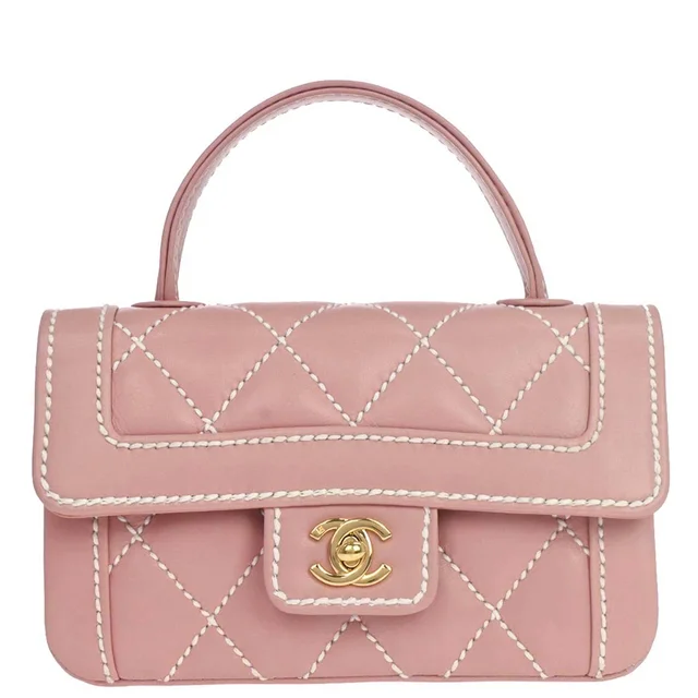 Chanel 2005-2006 Pink Calfskin Wild Stitch Handbag in Pink Calfskin from AMORE Vintage Tokyo