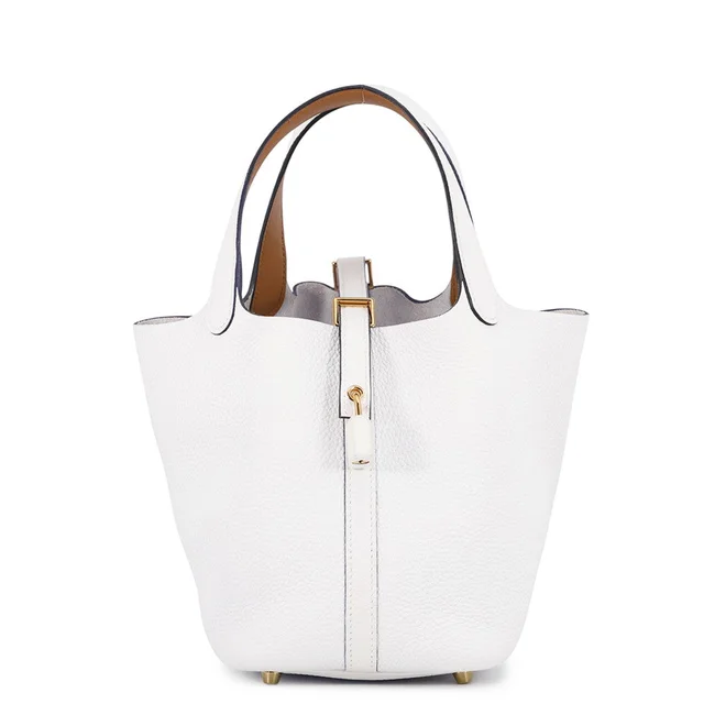 Hermès Picotin Lock Eclat New White/Sesame Taurillon Clemence Swift Leather Size PM from GALLERY RARE