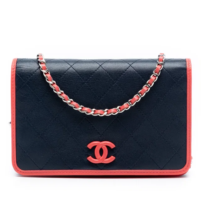 Blue Chanel Quilted Lambskin Color Pop CC Wallet on Chain Crossbody Bag in Blue Lambskin from Designer Revival