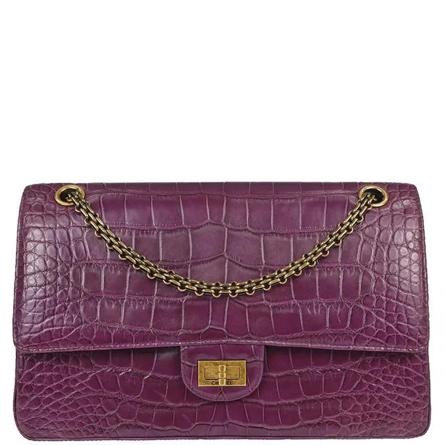 Chanel 2012-2013 Purple Crocodile Classic Single Flap Shoulder Bag in Purple Crocodile from AMORE Vintage Tokyo