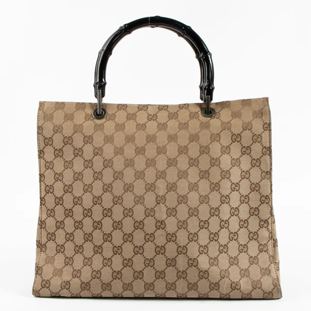 Gucci GG Canvas Bamboo Handle Tote Bag in Canvas from Labellov